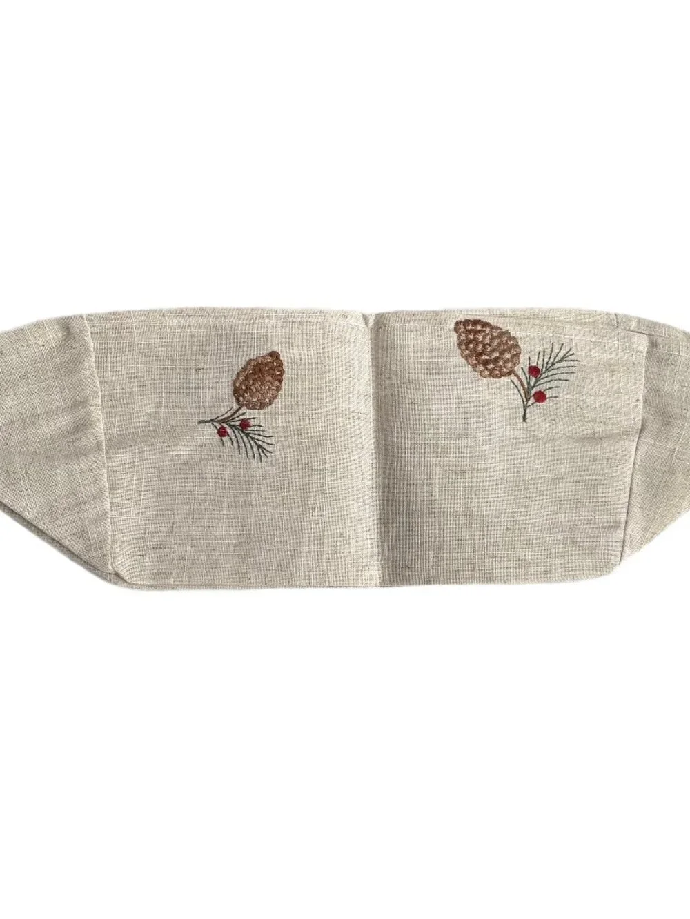Signature Homestyles caddy basket liner pinecone print linen blend pinecones